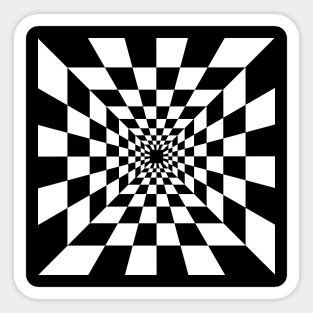 Psychedelic tunnel. Optical illusion. Black and white. Sticker